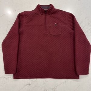 Eddie‎ Bauer Mens XLT Fortify Quilted 1/4 Zip Sweatshirt Maroon Sweater Pocket